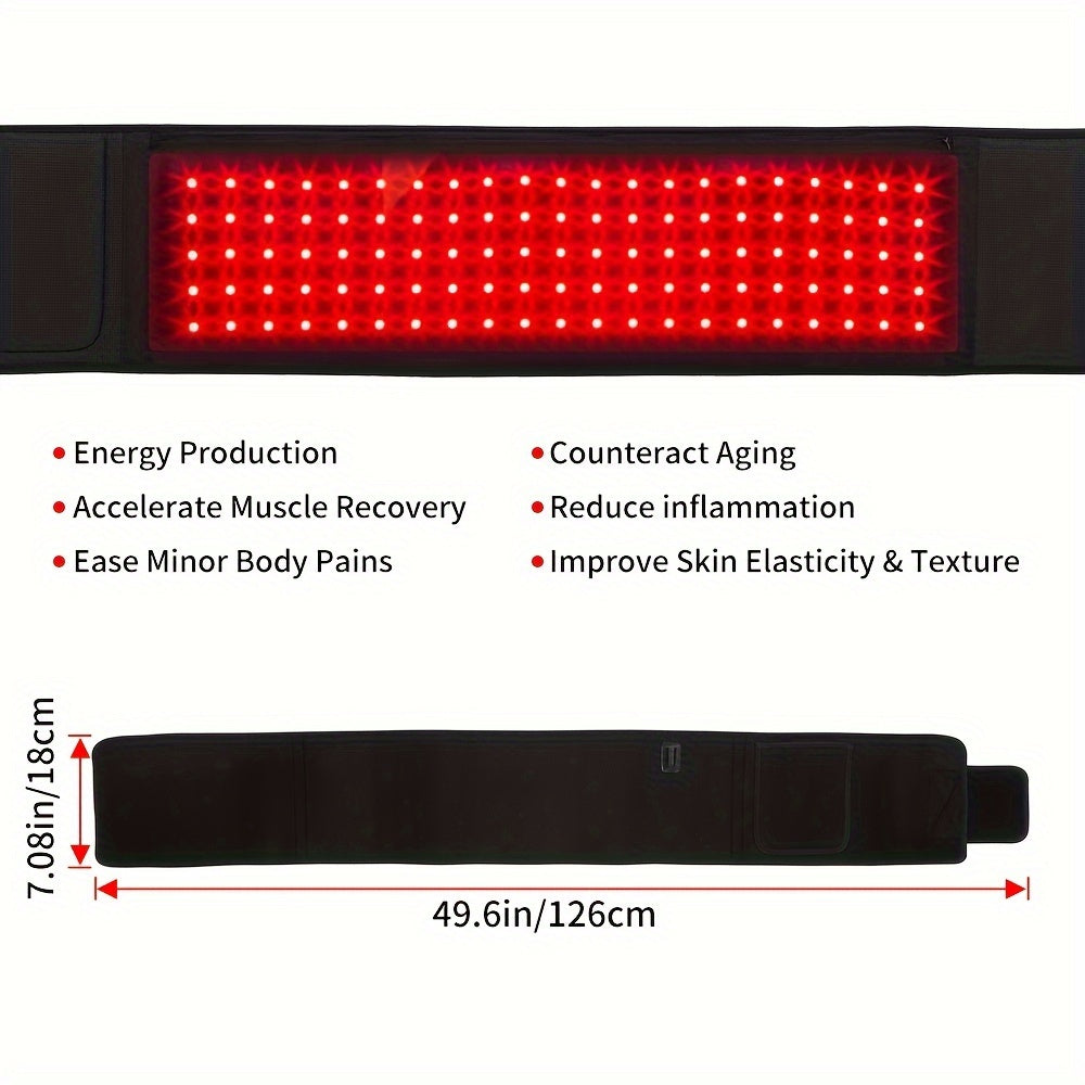 Adjustable 3-in-1 Infrared Light Belt for Body - Dual Wavelengths 660nm & 850nm, Wearable Red Light Wrap with Timer, Powerful LED Lights for Enhanced Inflammation Relief, Wound & Recovery - US Plug, Infrared Light